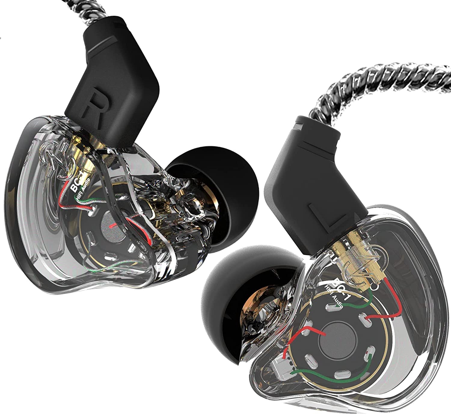 Ccz Melody In Ear Monitor, Dynamic Hybrid Dual Driver In Ear Earphones 1Ba+1Dd Hifi Wired Headphones Musicians Iem Upgrade Deep Bass Suitable For Bass Vocals Pop Folk Acg (No Mic, Transparent)